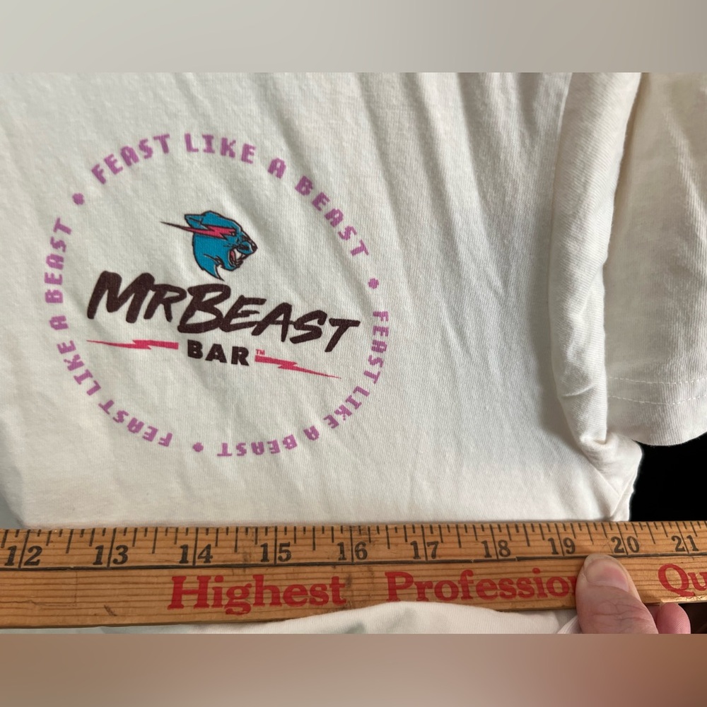 Mr Beast Bar Limited Edition Feast Like A Beast White TShirt Mens Medium